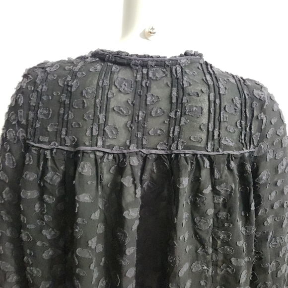 Aritzia Wilfred Black Lourdes Collared Long Sleeve Sheered Blouse Size S - Picture 7 of 13